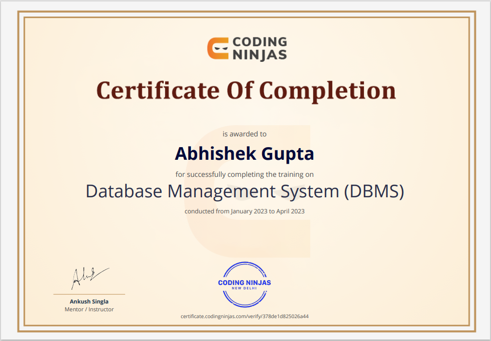 Certificate of Completion